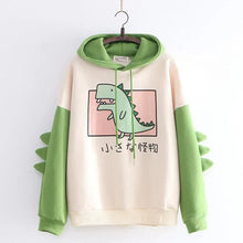 Load image into Gallery viewer, Dinosaur Oversized Cartoon Hoodie Women Fashion Sweatshirt Casual Print Korean Style Thicken Sweatshirt Winter dino hoodie Tops