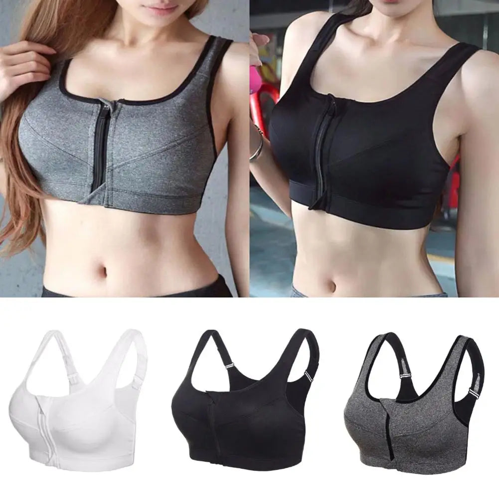 Women Sports Bras With Zip Elasticated Quick-dry Yoga Vest Fitness Push Up Training Jogging Girl Sport Underwears 2021 Hot Sale