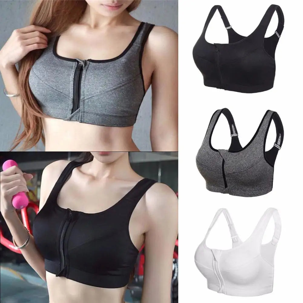 Women Sports Bras With Zip Elasticated Quick-dry Yoga Vest Fitness Push Up Training Jogging Girl Sport Underwears 2021 Hot Sale