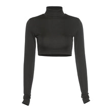 Load image into Gallery viewer, Basic Sheath Women Solid Turtleneck Tshirt Autumn Stretch Casual Undershirt Female All-match Street Activity Crop Tops