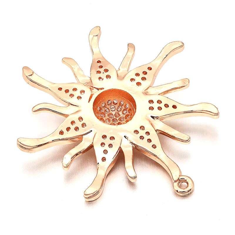 ZHUKOU CZ crystal gold color Sun flower Charms Pendants for women DIY Jewelry making findings supplies wholesale VD286