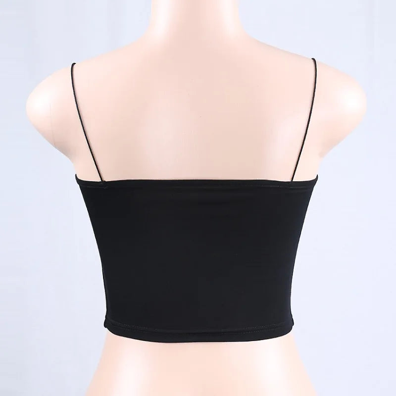 2024 New Fashion Women Spaghetti Strap Crop Top Sexy Bodycon Sleeveless Cami Tube Top Basic Plain Camisole