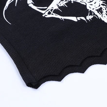 Load image into Gallery viewer, Gothic Knitted Punk Black Tank Tops Mall Goth Grunge Goat Print Harajuku Women Crop Tops Skinny Sleeveless Streetwear