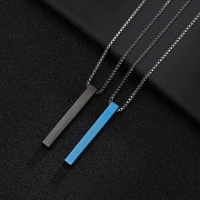 Load image into Gallery viewer, Fashion New Black Rectangle Pendant Necklace Men Trendy Simple Stainless Steel Chain Men Necklace Jewelry Gift Custom name