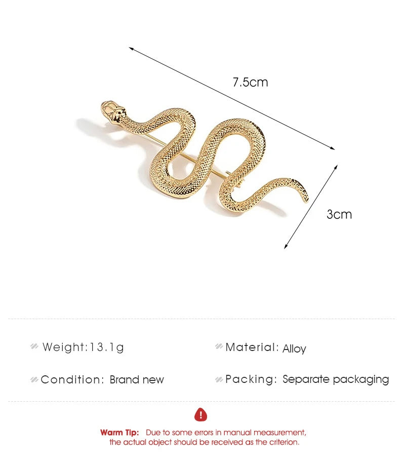 Unique Design Gold Color Snake Brooches Women Men Lady Luxury Metal Snake Animal Brooch Pins Party Casual Fashion Jewelry Gifts