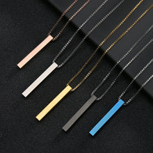 Load image into Gallery viewer, Fashion New Black Rectangle Pendant Necklace Men Trendy Simple Stainless Steel Chain Men Necklace Jewelry Gift Custom name