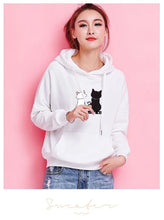 Load image into Gallery viewer, Streetwear Hoodies Fashion Women Sweatshirt Autumn Winter Long Sleeve Harajuku Hooded Sweater Korean Cartoon Cat sudadera mujer