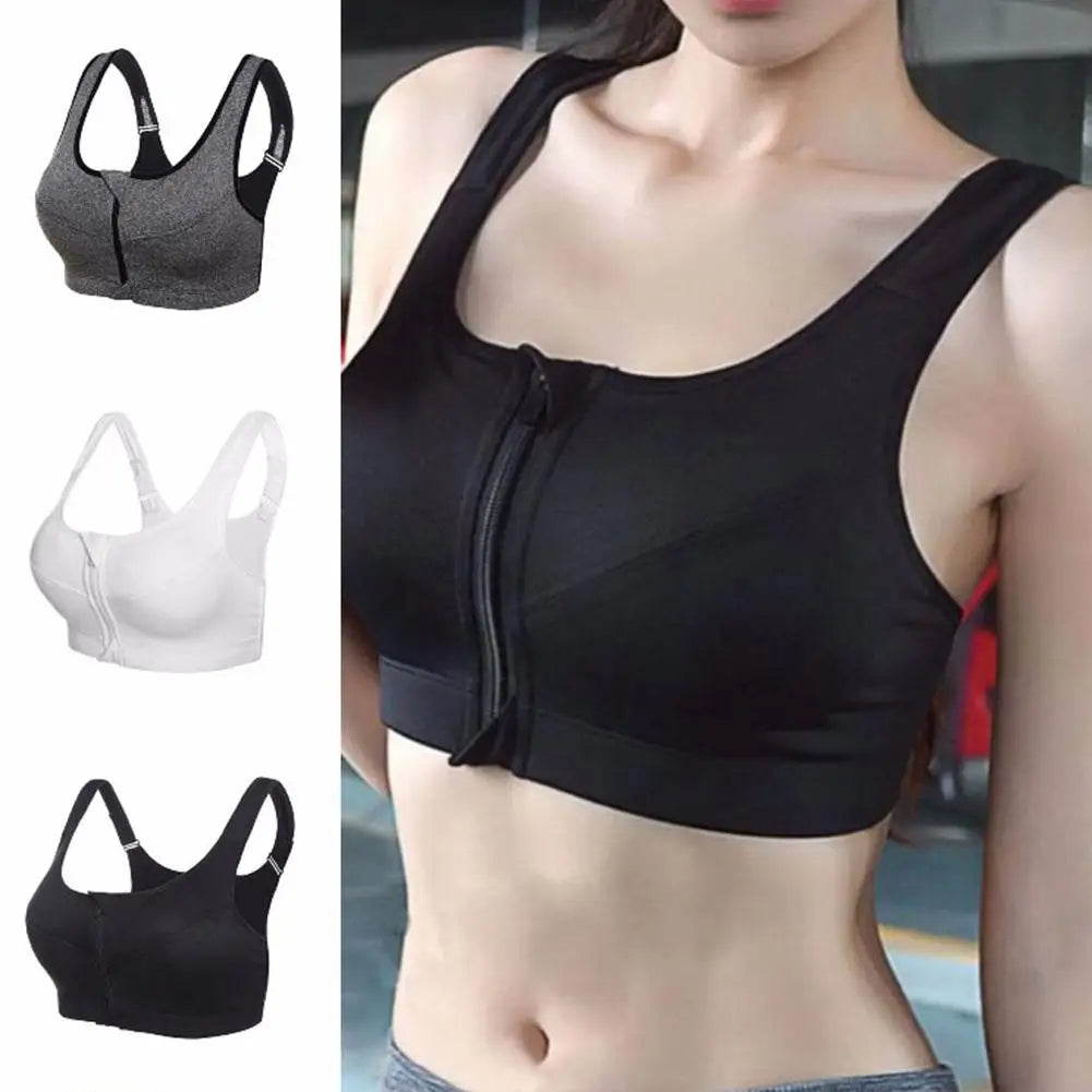 Women Sports Bras With Zip Elasticated Quick-dry Yoga Vest Fitness Push Up Training Jogging Girl Sport Underwears 2021 Hot Sale