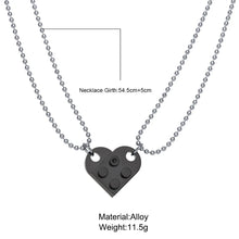 Load image into Gallery viewer, 2Pcs Heart Brick Couples Love Necklace For Lovers Women Men Lego Elements Friends Necklaces Valentines Gift Jewelry