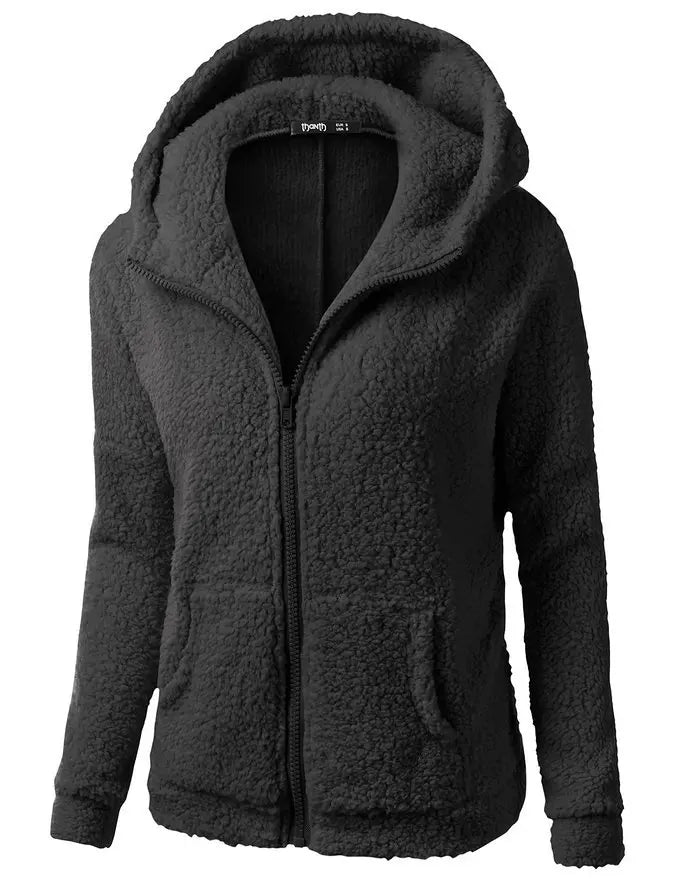 Autumn Winter Warm Jacket Women hoodie Hooded 2024 Casual Female Hoodies Sweatershirt Zipper Coat Solid Soft Fleece Women Coat