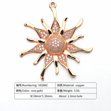 Load image into Gallery viewer, ZHUKOU CZ crystal gold color Sun flower Charms Pendants for women DIY Jewelry making findings supplies wholesale VD286