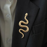 Unique Design Gold Color Snake Brooches Women Men Lady Luxury Metal Snake Animal Brooch Pins Party Casual Fashion Jewelry Gifts