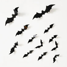 Load image into Gallery viewer, 12pcs Halloween Bat Wall Sticker 3d Sticker Bar Haunted House Decoration Prank Toy Props