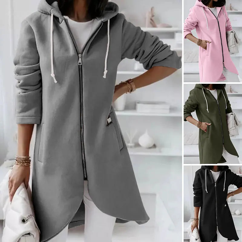 Women Causal Winter Overcoat Female Plus Sizes Hooded Pocket Cap Coat Outerwear Zipper Elegant  Jacket Casco Feminino