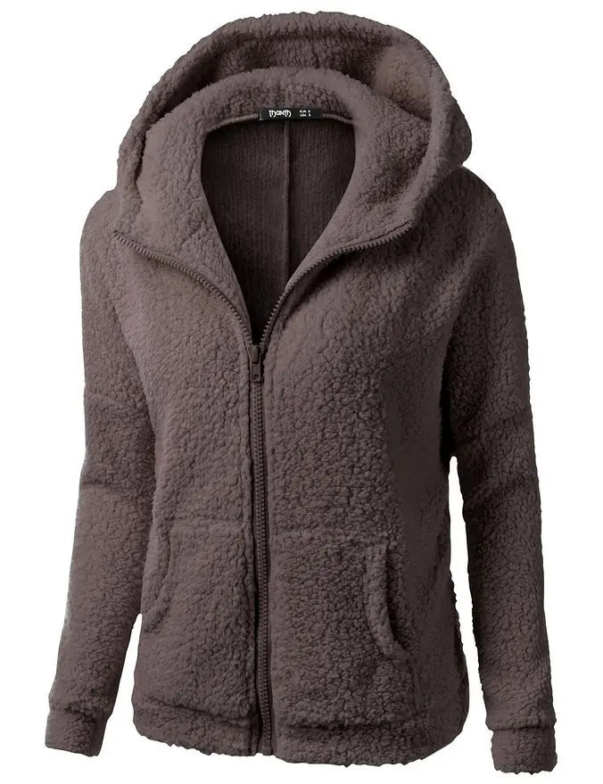 Autumn Winter Warm Jacket Women hoodie Hooded 2024 Casual Female Hoodies Sweatershirt Zipper Coat Solid Soft Fleece Women Coat