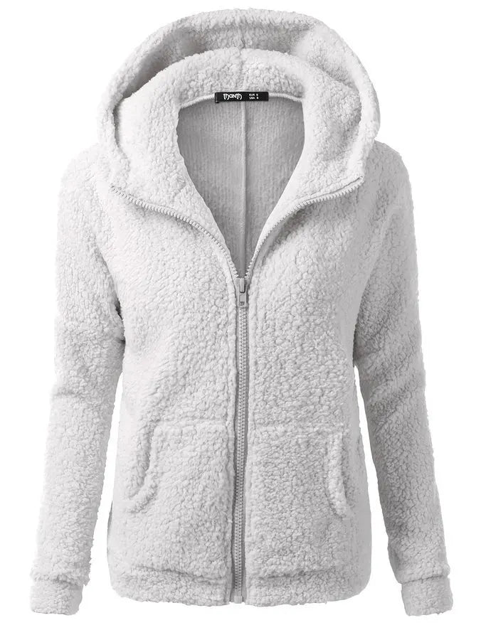 Autumn Winter Warm Jacket Women hoodie Hooded 2024 Casual Female Hoodies Sweatershirt Zipper Coat Solid Soft Fleece Women Coat