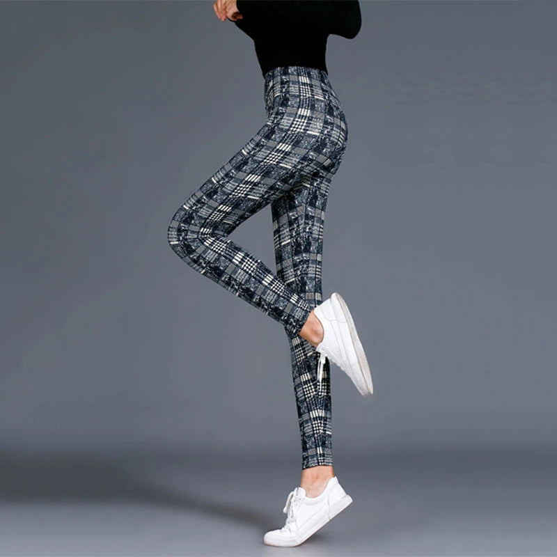 BornToGirl Y2K Streetwear Leggings Pants For Women Casual Slim High Waist Black Blue Red Brown Khaki Plaid Leggings Pants 2023