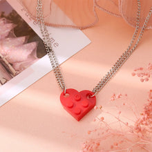 Load image into Gallery viewer, 2Pcs Heart Brick Couples Love Necklace For Lovers Women Men Lego Elements Friends Necklaces Valentines Gift Jewelry