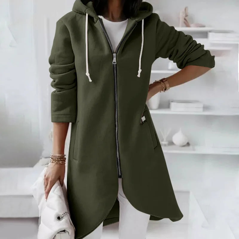 Women Causal Winter Overcoat Female Plus Sizes Hooded Pocket Cap Coat Outerwear Zipper Elegant  Jacket Casco Feminino