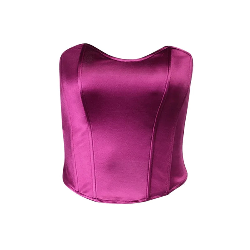 Sexy Women Tube Tops Solid Sleeveless Slim Skinny Corset Cropped Top 2024 Summer Casual Elegant Female Strapless Vest