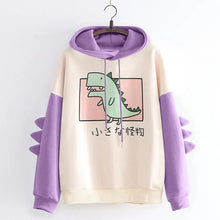 Load image into Gallery viewer, Dinosaur Oversized Cartoon Hoodie Women Fashion Sweatshirt Casual Print Korean Style Thicken Sweatshirt Winter dino hoodie Tops