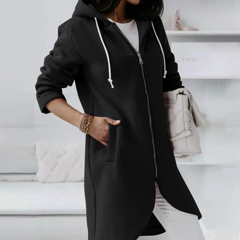 Women Causal Winter Overcoat Female Plus Sizes Hooded Pocket Cap Coat Outerwear Zipper Elegant  Jacket Casco Feminino