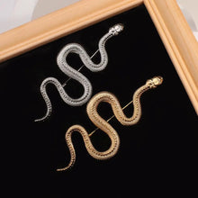 Load image into Gallery viewer, Unique Design Gold Color Snake Brooches Women Men Lady Luxury Metal Snake Animal Brooch Pins Party Casual Fashion Jewelry Gifts