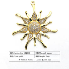 Load image into Gallery viewer, ZHUKOU CZ crystal gold color Sun flower Charms Pendants for women DIY Jewelry making findings supplies wholesale VD286