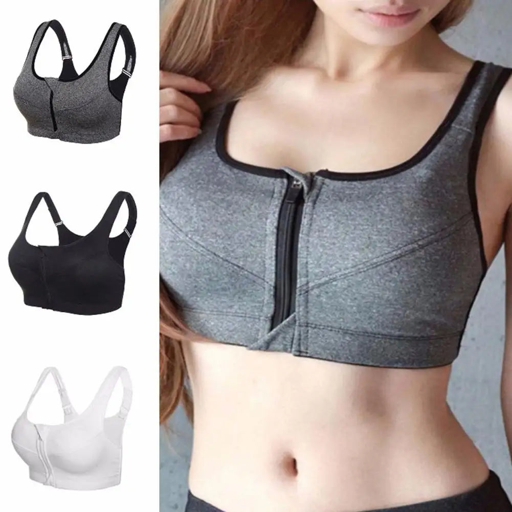 Women Sports Bras With Zip Elasticated Quick-dry Yoga Vest Fitness Push Up Training Jogging Girl Sport Underwears 2021 Hot Sale