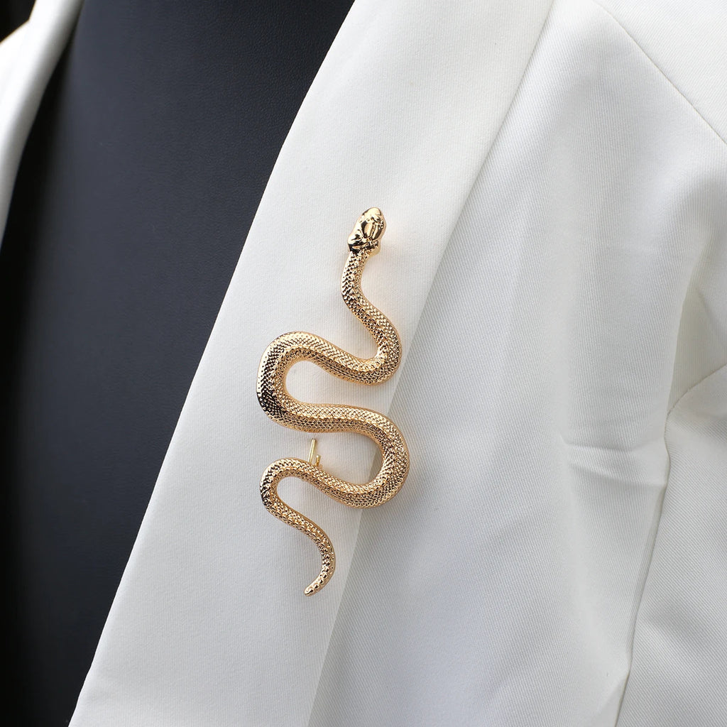 Unique Design Gold Color Snake Brooches Women Men Lady Luxury Metal Snake Animal Brooch Pins Party Casual Fashion Jewelry Gifts