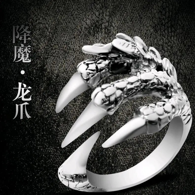 1pcs Titanium Steel Eagle Dragon Claw Halloween Skull Ring Hot Selling Men's Domineering Opening Rock Animal Jewelry