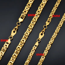 Load image into Gallery viewer, Fashion Luxury Men Gold Color Necklace 316L Stainless Steel Byzantine Chains Street Hip Hop Jewelry