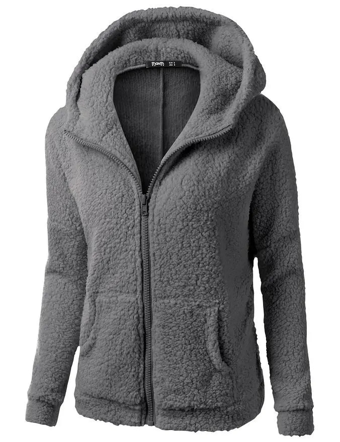 Autumn Winter Warm Jacket Women hoodie Hooded 2024 Casual Female Hoodies Sweatershirt Zipper Coat Solid Soft Fleece Women Coat