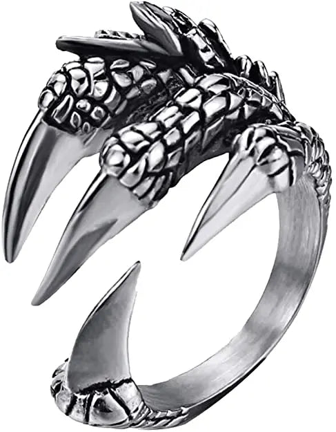 1pcs Titanium Steel Eagle Dragon Claw Halloween Skull Ring Hot Selling Men's Domineering Opening Rock Animal Jewelry