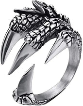 Load image into Gallery viewer, 1pcs Titanium Steel Eagle Dragon Claw Halloween Skull Ring Hot Selling Men&#39;s Domineering Opening Rock Animal Jewelry