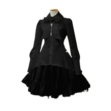 Load image into Gallery viewer, 2024 Summer Elegant Party Black Gothic Women Lolita Dresses Big Size Bow Collar Pleated Lace Up Goth Vintage White Chic Jurken