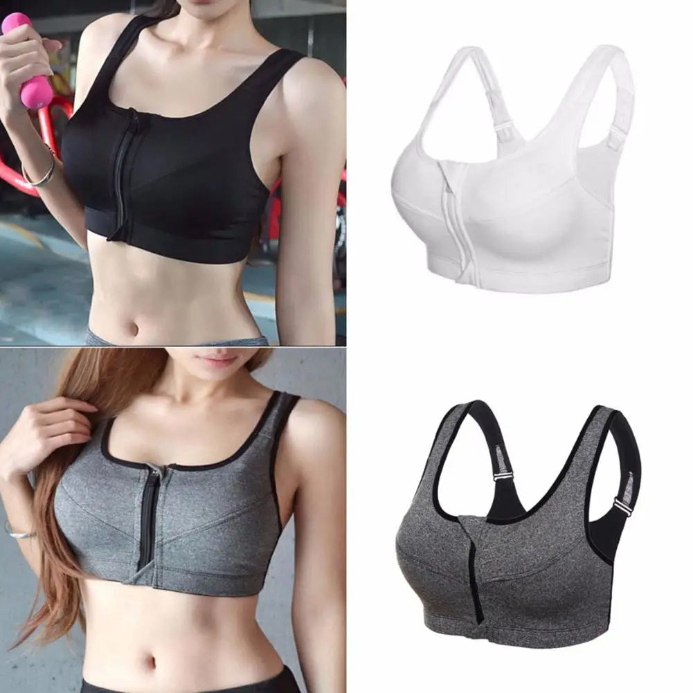 Women Sports Bras With Zip Elasticated Quick-dry Yoga Vest Fitness Push Up Training Jogging Girl Sport Underwears 2021 Hot Sale