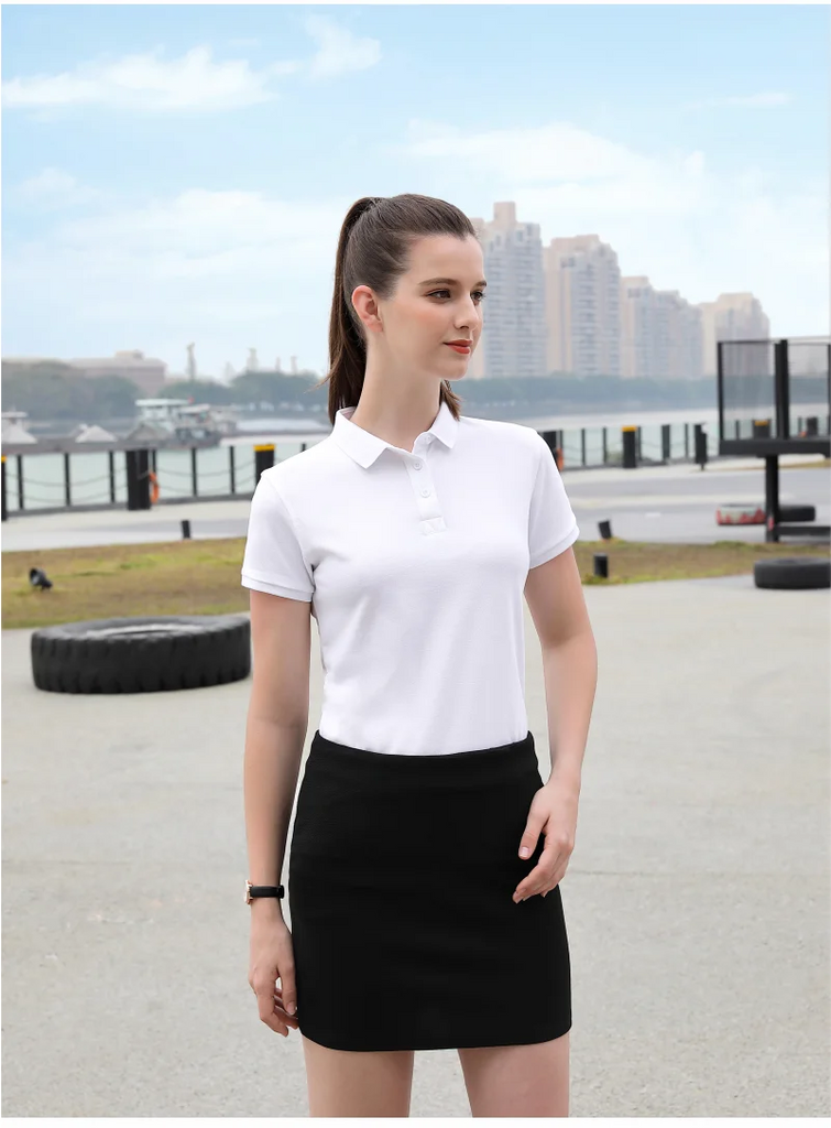 High-end Solid Color Women's Polo Fir Custom Design Company Brand Logo/printing Embroidery Short-sleeved Shirt Lapel Slim Fit