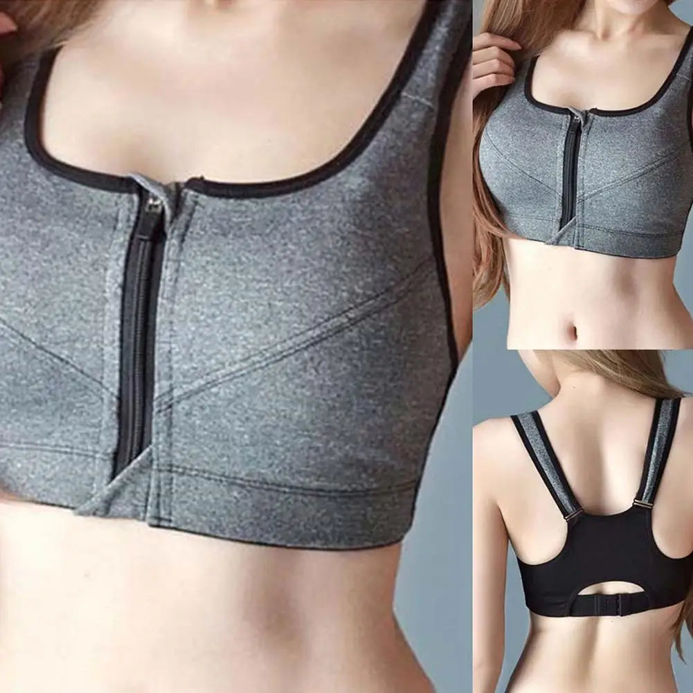 Women Sports Bras With Zip Elasticated Quick-dry Yoga Vest Fitness Push Up Training Jogging Girl Sport Underwears 2021 Hot Sale