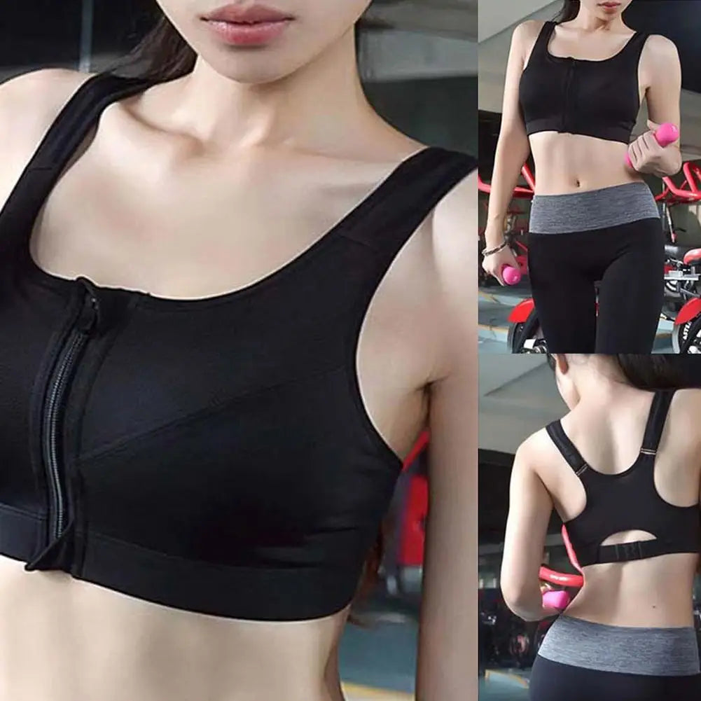 Women Sports Bras With Zip Elasticated Quick-dry Yoga Vest Fitness Push Up Training Jogging Girl Sport Underwears 2021 Hot Sale