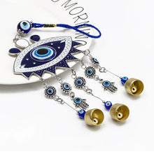 Load image into Gallery viewer, Lucky Eye Fatima Hamsa Hand Turkish Evil Eye Beads Tassel Wall Hanging Decor Alloy Decoration for Home Living Room Car BE51