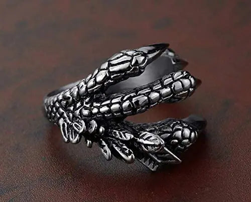 1pcs Titanium Steel Eagle Dragon Claw Halloween Skull Ring Hot Selling Men's Domineering Opening Rock Animal Jewelry