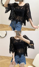 Load image into Gallery viewer, Simple Shawl Hollow-out Sweater Thin Artistic Pullover Blouse Women&#39;s Top