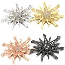 Load image into Gallery viewer, ZHUKOU CZ crystal gold color Sun flower Charms Pendants for women DIY Jewelry making findings supplies wholesale VD286