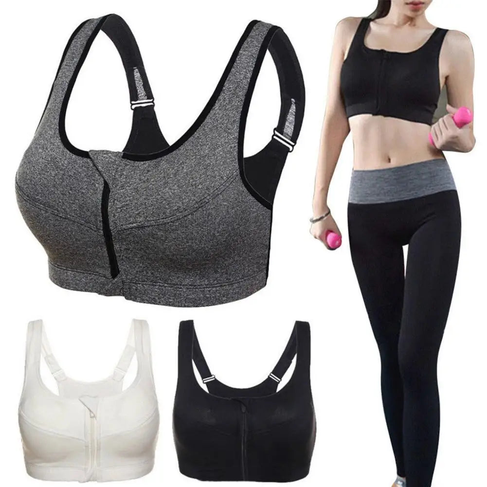 Women Sports Bras With Zip Elasticated Quick-dry Yoga Vest Fitness Push Up Training Jogging Girl Sport Underwears 2021 Hot Sale