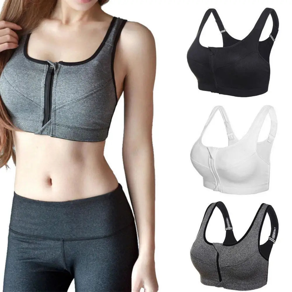 Women Sports Bras With Zip Elasticated Quick-dry Yoga Vest Fitness Push Up Training Jogging Girl Sport Underwears 2021 Hot Sale