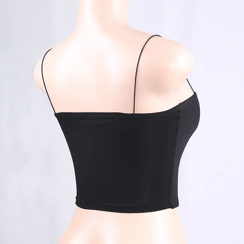 2024 New Fashion Women Spaghetti Strap Crop Top Sexy Bodycon Sleeveless Cami Tube Top Basic Plain Camisole