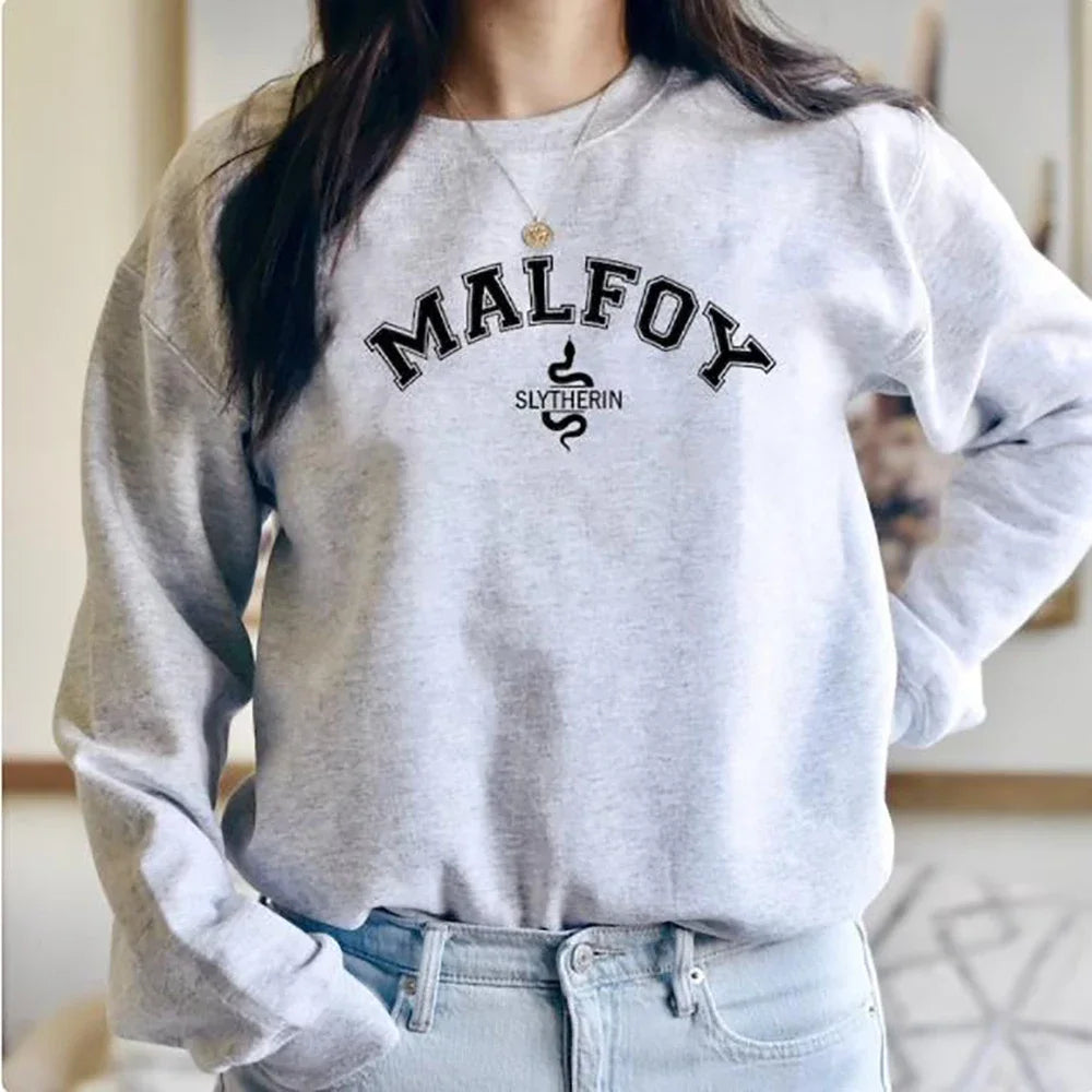 Malfoy Sweatshirt House Sweatshirts Dark Academia Crewneck College Sweatshirt Unisex Long Sleeve Pullover Autumn Winter Hoodies