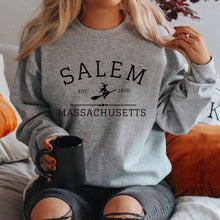 Load image into Gallery viewer, Salem Massachusetts Crewneck Halloween Sweatshirt Salem Witch Sweater Halloween Witchy Sweatshirts Women Graphic Hoodies Top