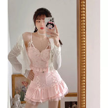 Load image into Gallery viewer, Floral Kawaii Tank Top Women Summer 2024 White Backless Sexy Beach Sweet Cute Halter Tops Lace Print Party Korean Style Clothing